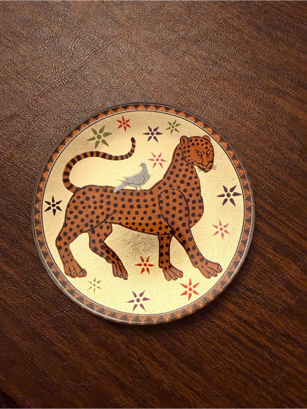 ORTIGIA Italia Sicilia decorative gold dish with cheetah leopard
